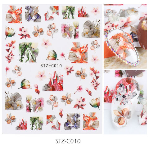 Japanese watercolor 3D nail stickers