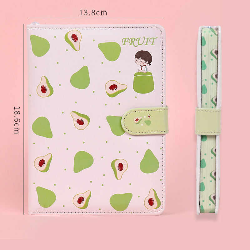 Fruit Print Notebook Planner Magnetic Buckle PU NoteBook Yearly Agenda Color Illustration Daily Plan Kawaii Stationery