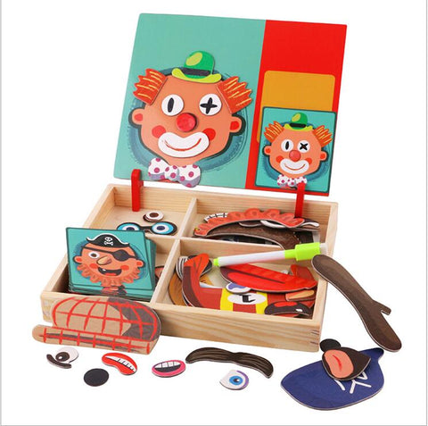 Montessori Magnetic Fun Puzzle Children's Wooden Puzzle Box Game Cartoon Educational Painting Toys For Children Gift Antistress