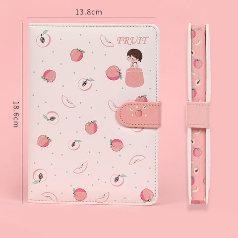 Fruit Print Notebook Planner Magnetic Buckle PU NoteBook Yearly Agenda Color Illustration Daily Plan Kawaii Stationery