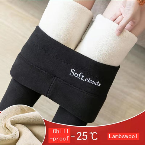 Winter Women's Thicken Lambwool Leggings Fleece Lined Ankle-length Pants Casual Warm Leggings Trousers Hight Waist Pantalon New