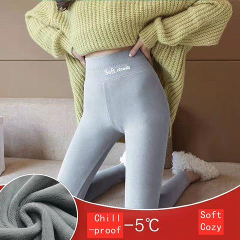 Winter Women's Thicken Lambwool Leggings Fleece Lined Ankle-length Pants Casual Warm Leggings Trousers Hight Waist Pantalon New