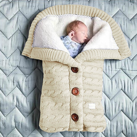 Warm Baby Sleeping Bag Envelope Winter Kid Sleepsack Footmuff Stroller Knitted Sleep Sack Newborn Knit Wool Swaddling Blanket