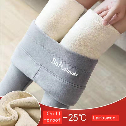 Winter Women's Thicken Lambwool Leggings Fleece Lined Ankle-length Pants Casual Warm Leggings Trousers Hight Waist Pantalon New