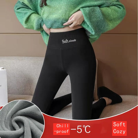 Winter Women's Thicken Lambwool Leggings Fleece Lined Ankle-length Pants Casual Warm Leggings Trousers Hight Waist Pantalon New