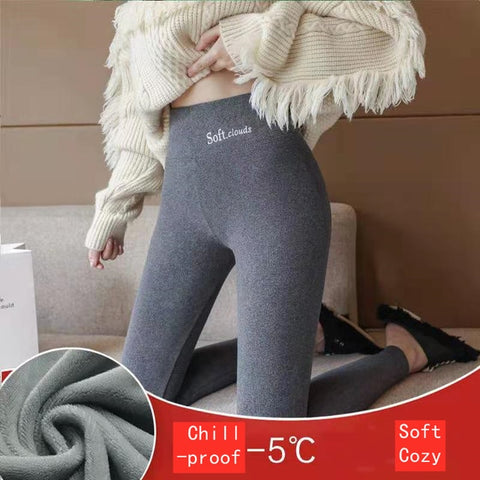 Winter Women's Thicken Lambwool Leggings Fleece Lined Ankle-length Pants Casual Warm Leggings Trousers Hight Waist Pantalon New