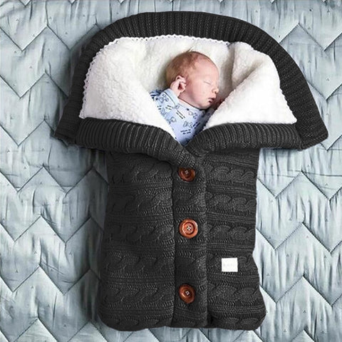 Warm Baby Sleeping Bag Envelope Winter Kid Sleepsack Footmuff Stroller Knitted Sleep Sack Newborn Knit Wool Swaddling Blanket