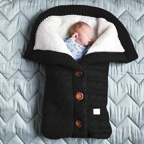 Warm Baby Sleeping Bag Envelope Winter Kid Sleepsack Footmuff Stroller Knitted Sleep Sack Newborn Knit Wool Swaddling Blanket