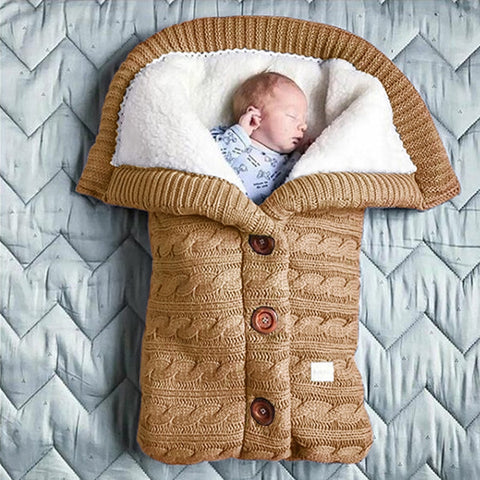 Warm Baby Sleeping Bag Envelope Winter Kid Sleepsack Footmuff Stroller Knitted Sleep Sack Newborn Knit Wool Swaddling Blanket