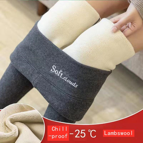 Winter Women's Thicken Lambwool Leggings Fleece Lined Ankle-length Pants Casual Warm Leggings Trousers Hight Waist Pantalon New