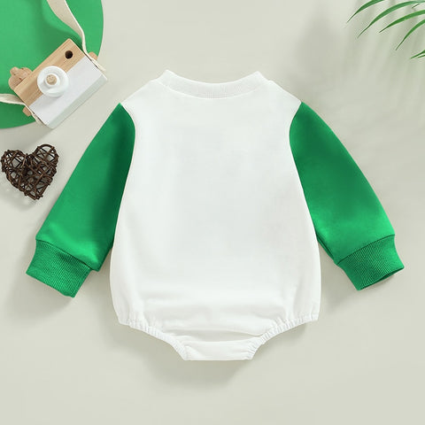 2022-11-19 Lioraitiin 0-18M Baby Boys Girls St Patrick's Day Bodysuit Long Sleeve Crew Neck Four-leaf Clover Print Jumpsuit